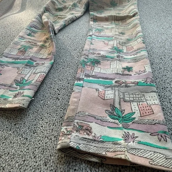 Braxton Jeans Women 11 Pink Tropical Palm Tree Print Beach Retro Stretch - Picture 3 of 13